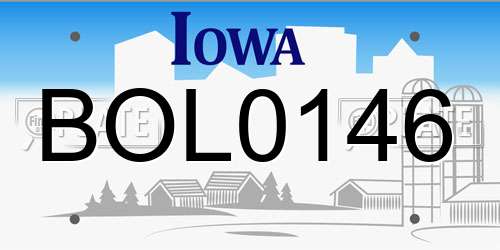 BOL0146 Iowa License Plate