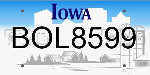 BOL8599 Iowa License Plate