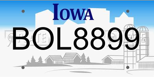 BOL8899 Iowa License Plate