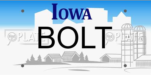 BOLT Iowa License Plate
