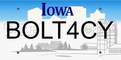 BOLT4CY Iowa License Plate