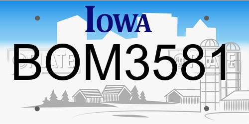 BOM3581 Iowa License Plate