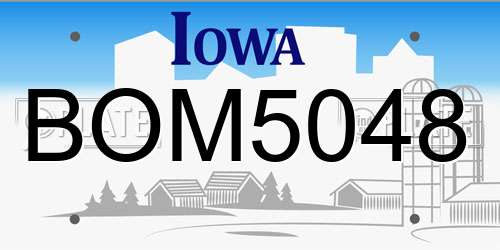 BOM5048 Iowa License Plate