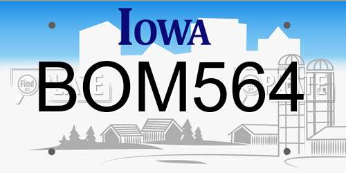 BOM564 Iowa License Plate
