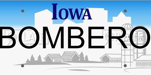 BOMBERO Iowa License Plate