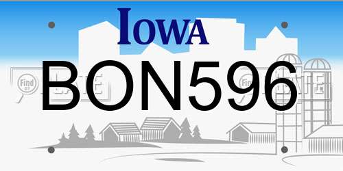 BON596 Iowa License Plate