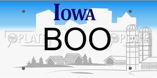 BOO Iowa License Plate