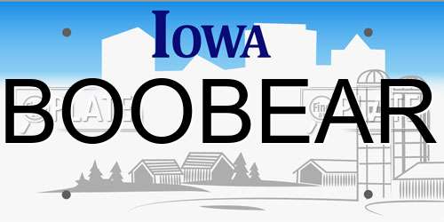 BOOBEAR Iowa License Plate