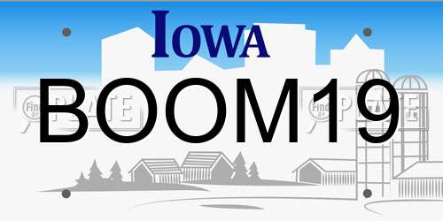 BOOM19 Iowa License Plate