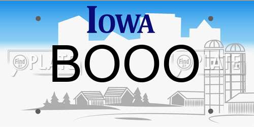 BOOO Iowa License Plate