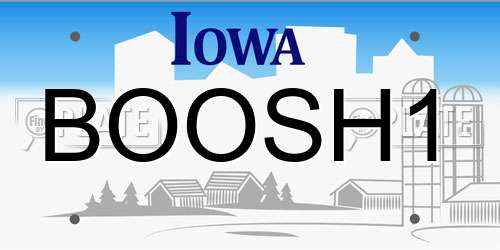 BOOSH1 Iowa License Plate