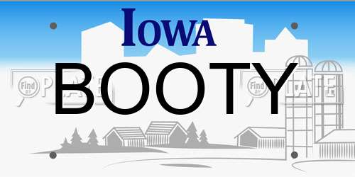 BOOTY Iowa License Plate