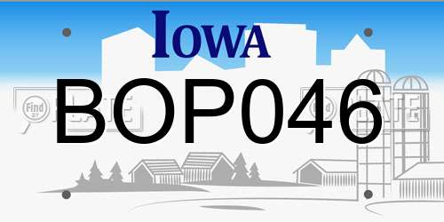 BOP046 Iowa License Plate