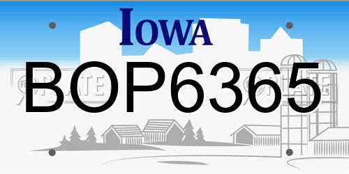 BOP6365 Iowa License Plate