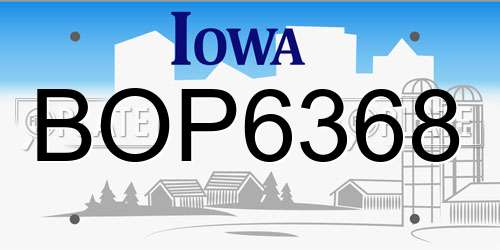 BOP6368 Iowa License Plate