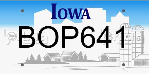 BOP641 Iowa License Plate