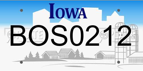 BOS0212 Iowa License Plate