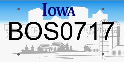 BOS0717 Iowa License Plate