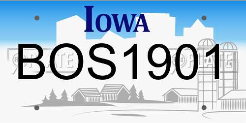 BOS1901 Iowa License Plate