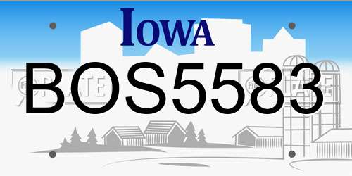 BOS5583 Iowa License Plate