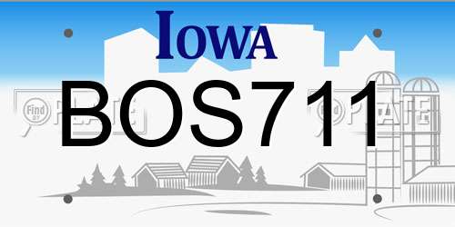 BOS711 Iowa License Plate