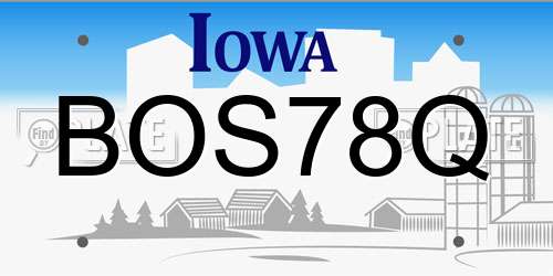 BOS78Q Iowa License Plate