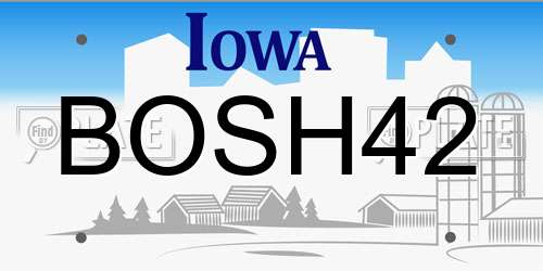 BOSH42 Iowa License Plate