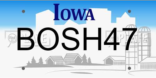 BOSH47 Iowa License Plate