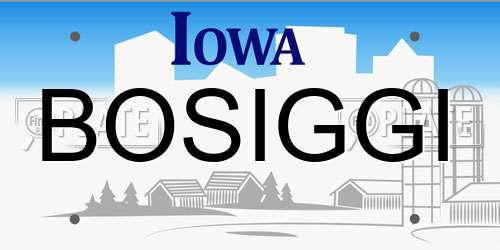 BOSIGGI Iowa License Plate