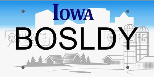 BOSLDY Iowa License Plate