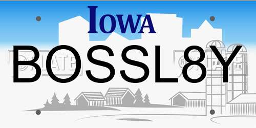 BOSSL8Y Iowa License Plate
