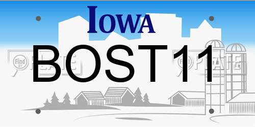 BOST11 Iowa License Plate