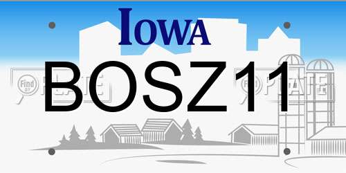 BOSZ11 Iowa License Plate