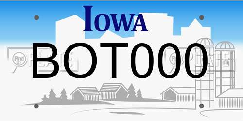 BOT000 Iowa License Plate