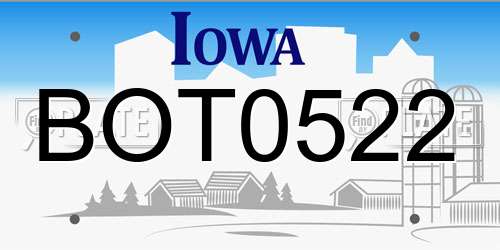 BOT0522 Iowa License Plate