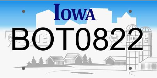 BOT0822 Iowa License Plate