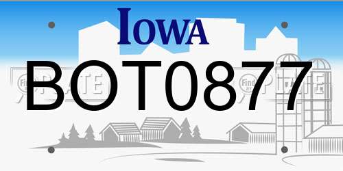 BOT0877 Iowa License Plate