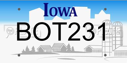 BOT231 Iowa License Plate