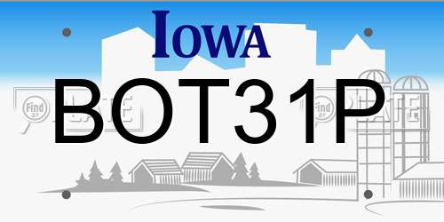 BOT31P Iowa License Plate