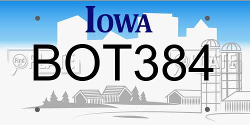 BOT384 Iowa License Plate