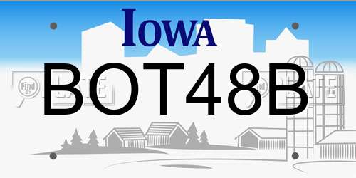 BOT48B Iowa License Plate