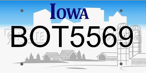 BOT5569 Iowa License Plate
