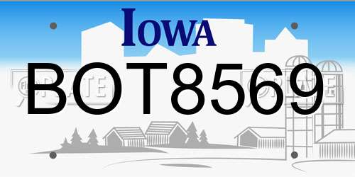 BOT8569 Iowa License Plate