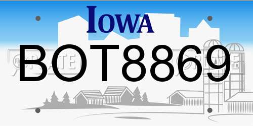 BOT8869 Iowa License Plate