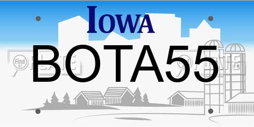 BOTA55 Iowa License Plate