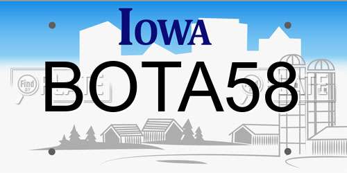 BOTA58 Iowa License Plate