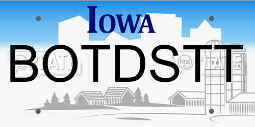 BOTDSTT Iowa License Plate
