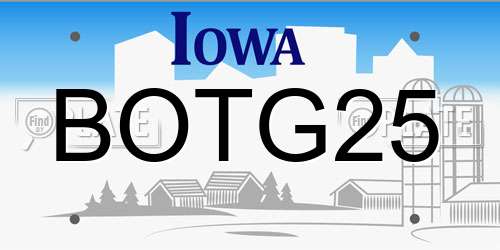 BOTG25 Iowa License Plate