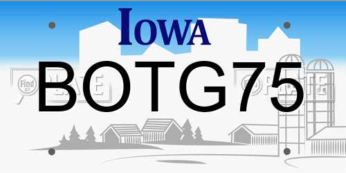 BOTG75 Iowa License Plate
