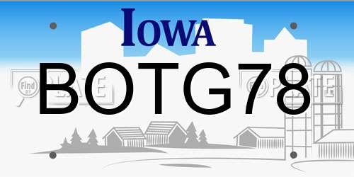 BOTG78 Iowa License Plate